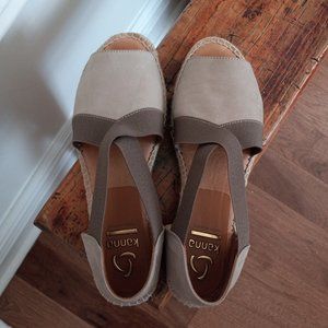 Beige Suede Espadrilles Flat X Band Made in Spain Sz 7 - 7.5 EU 38